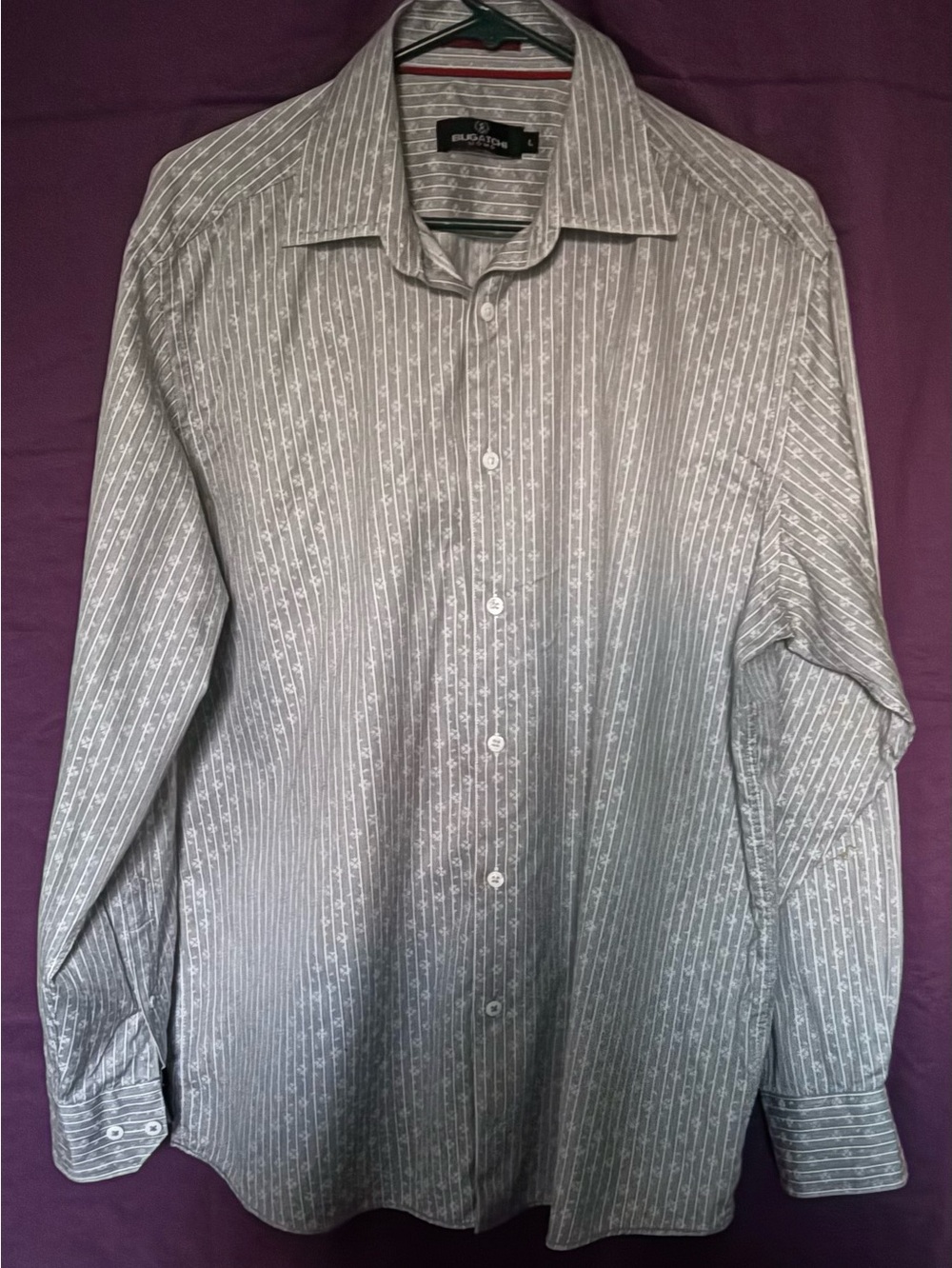 Bugatchi Gray Striped Dress Shirt